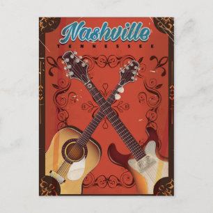 Nashville, Tennessee Gitaar vintage reisposter Briefkaart