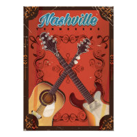 Nashville, Tennessee Gitaar vintage reisposter