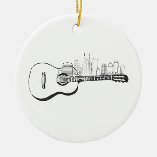 Nashville Tennessee Guitar Skyline Design Keramisch Ornament