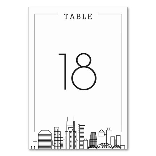 Nashville, Tennessee Mariage | Numéro de table (Dos)