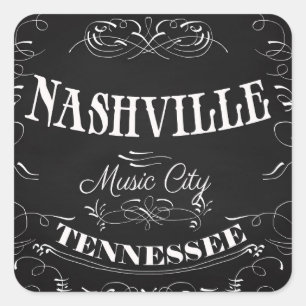 Nashville, Tennessee - Music City Vierkante Sticker