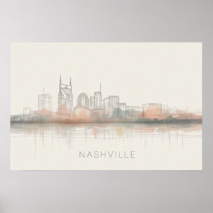 Nashville Tennessee Silhouette Abstracte Kunst Poster