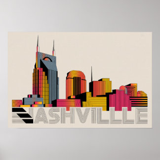 Nashville Tennessee Silhouette Abstracte Kunst Poster