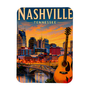 🎸 Nashville Tennessee Silhouette En Music Row Magneet