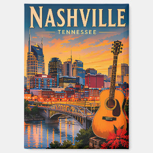 🎸 Nashville Tennessee Silhouette En Music Row Magneet