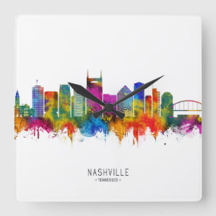 Nashville Tennessee Silhouette Vierkante Klok