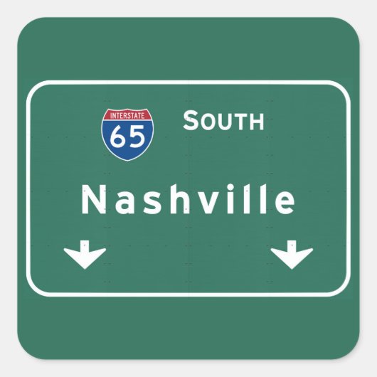 Nashville Tennessee Tn Interstate Highway Freeway Vierkante Sticker (Voorkant)