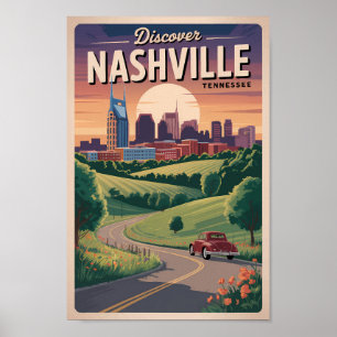 Nashville Tennessee Zuidelijke Weg Reis Kunst Poster