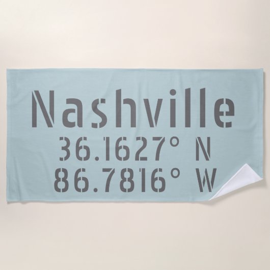 Nashville TN Latitude Longitude Strandlaken (Voorkant)