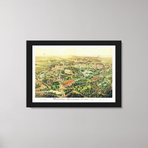 Nashville TN Panoramic Map DIGITAAL REMASTERED Canvas Afdruk