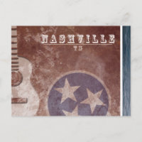 Nashville, TN Vintage Drapeau guitare Carte postal
