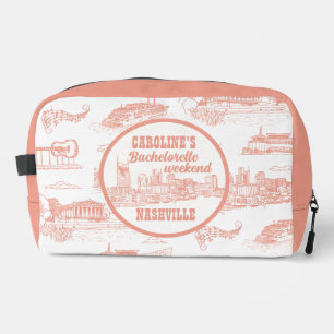 Nashville Toile Bachelorette Koraal Roze op Witte Toilettasje
