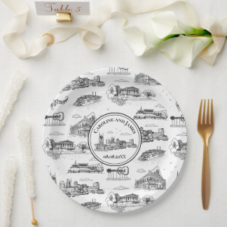 Nashville Toile Zwart en Wit Papieren Bordje