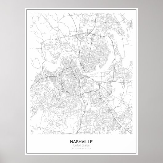 Nashville, US Minimalist Map Poster (Voorkant)