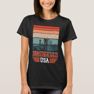 Nashville USA Retro Sunset Skyline Nashvil T-shirt