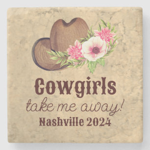 Nashville Vrijgezellenfeest Cowgirl Roze Bloemstuk Stenen Onderzetter