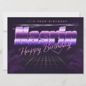 Nasrin Nom Prénom lila retro Carte Anniversaire (Devant)