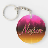 Nasrin prénom nom porte-clés rose doré (Devant)
