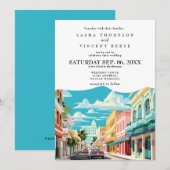 Nassau Bahama's Huwelijksuitnodiging Retro Kaart (Voorkant / Achterkant)