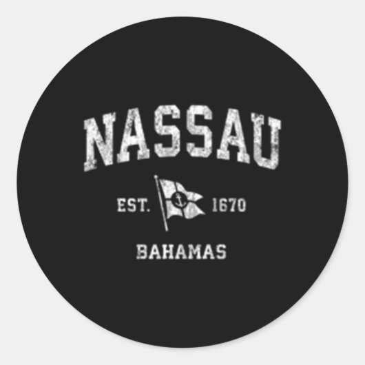 Nassau Bahama's Nautische Boot Anker Vlag Sport Ronde Sticker (Voorkant)
