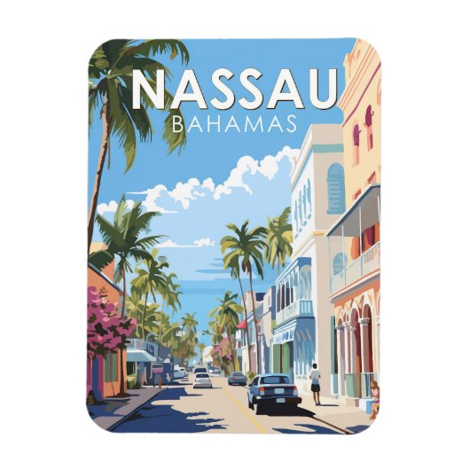 Nassau Bahamas Reizen Kunst Vintage Magneet (Verticaal)