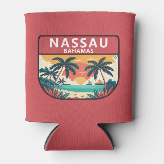 Nassau Bahamas Retro Embleem Blikjeskoeler (Voorkant)