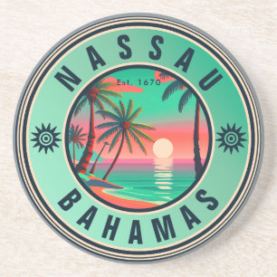 Nassau Bahamas Retro reizen Souvenir jaren 1950 Zandsteen Onderzetter