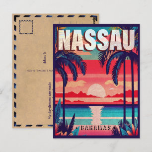 Nassau Bahamas Retro Sunset Souvenir jaren 1950 Briefkaart