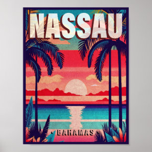 Nassau Bahamas Retro Sunset Souvenir jaren 1950 Poster