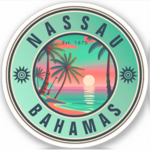 Nassau Bahamas Retro Zonsondergang reizen Souvenir Sticker