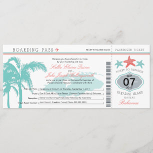 Nassau Bahamas Wedding Boarding Pass Kaart