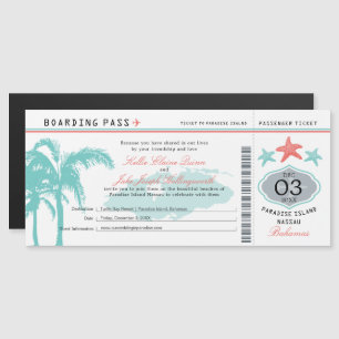 Nassau Bahamas Wedding Boarding Pass uitnodiging