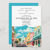 Nassau Bahamas Wedding Invitation Retro (Devant / Derrière)
