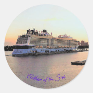 Nassau Harbour Daybreak met Cruise Ship Custom Ronde Sticker