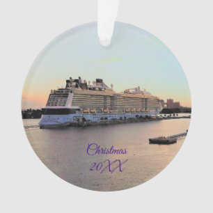 Nassau Harbour met cruise Ship Dated Personalized Ornament