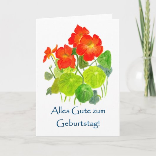 Nasturtia Birthday Card - Duitse Greep Kaart (Voorkant)