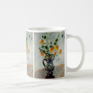 Nasturtia in een blauwe vaas van Monet Koffiemok
