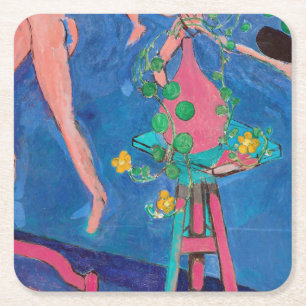 Nasturtium Flowers in de Atelier, Matisse Vierkante Kartonnen Onderzetter