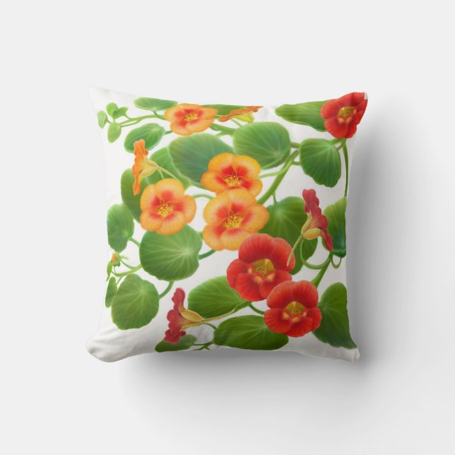 Nasturtium Garden Flowers Pillow Kussen (Voorkant)