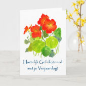 Nasturtiums Verjaardag Kaart - Dutch Greeting (Gele Bloem)