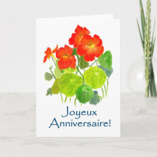 Nasturtiums Verjaardag Kaart - Franse Groet