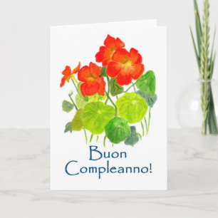 Nasturtiums Verjaardag Kaart - Italiaans Groeten