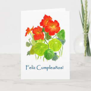 Nasturtiums Verjaardag Kaart - Spaans Groeten