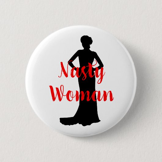Nasty Woman Silhouette Round Button (Voorkant)