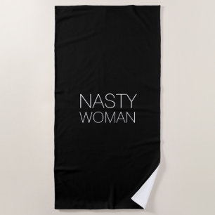 "Nasty Woman" witte letters zwart Strandlaken