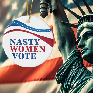 Nasty Women stemt over Amerikaans feministisch pol Keramisch Ornament