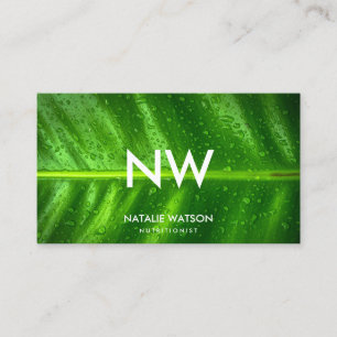 Nat Green Leaf Monogram Professional Nutritionist Visitekaartje