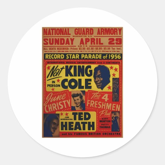 Nat King Cole Ronde Sticker (Voorkant)