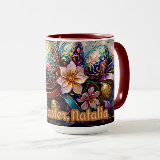 NATALIA ~ MUG DE PÂQUES ~ Fleurs Œufs~  (Devant droit)
