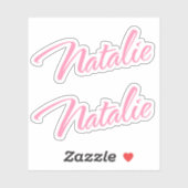 Natalie Decoratieve Naam in Roze x2 Sticker (Vel)